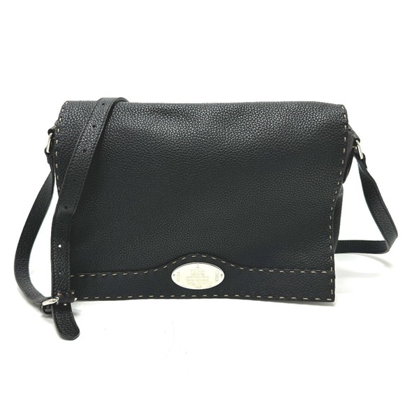 FENDI Black Leather Shoulder Bag